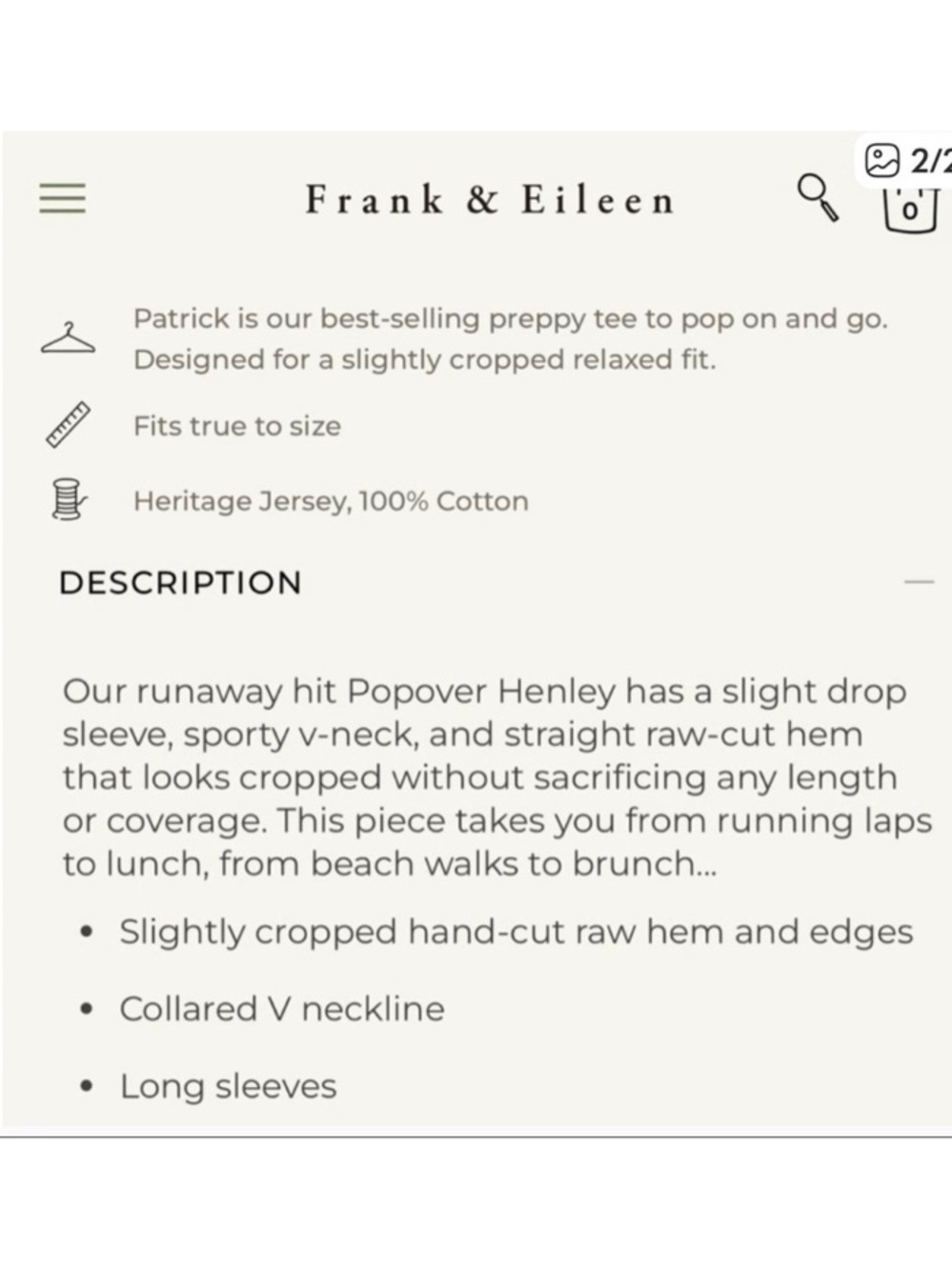 Frank & Eileen ‘Patrick’ Popover Henley - Picture 3 of 7